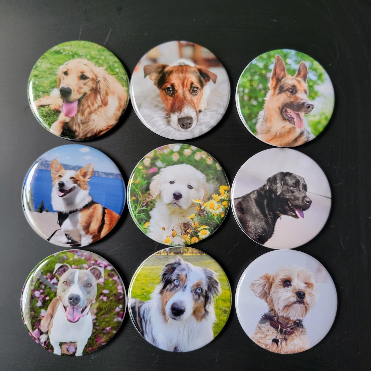 Set of 9 - 2.25" Round Photo Magnets