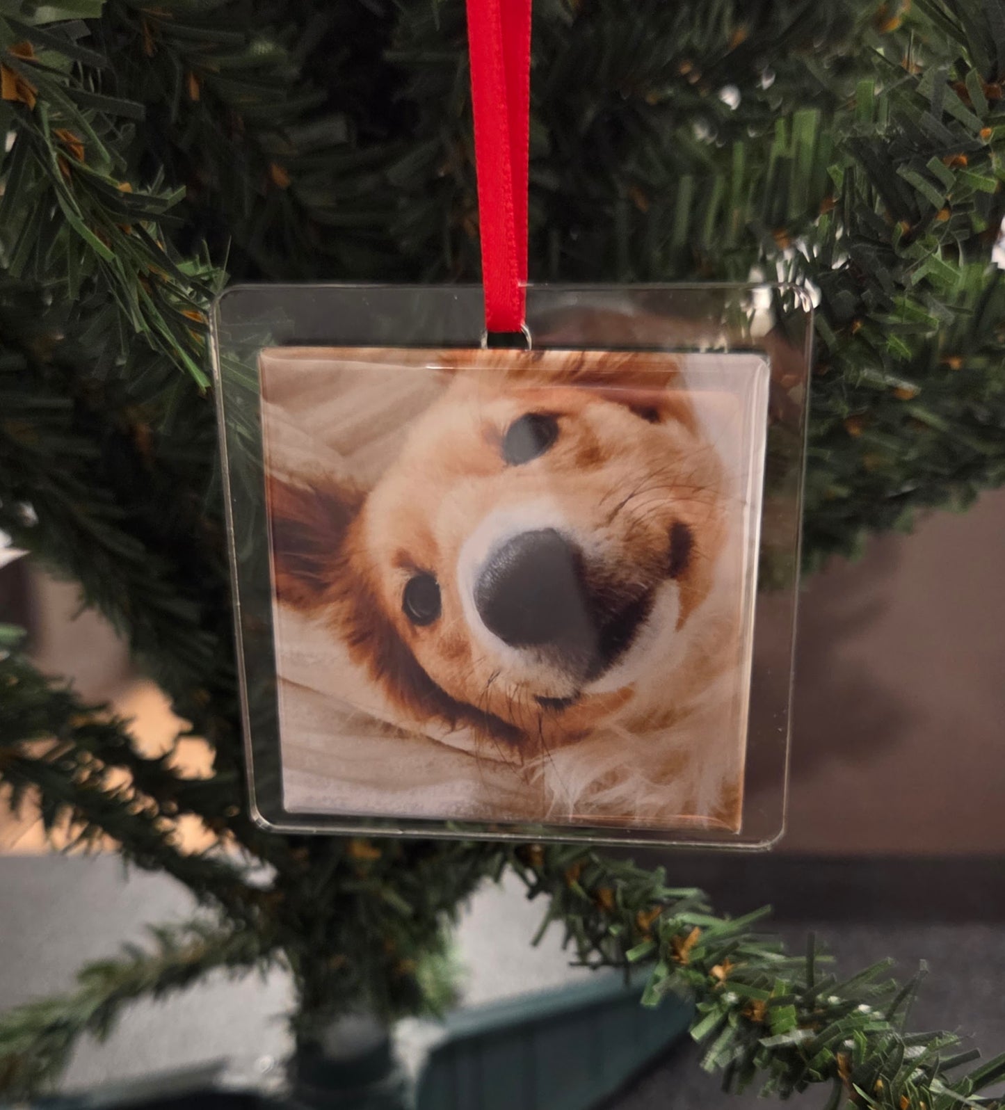 Acrylic clear 2" square ornament