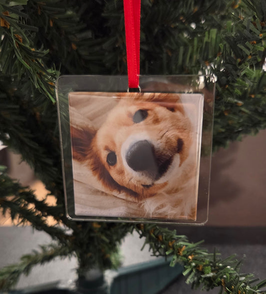 Acrylic clear 2" square ornament