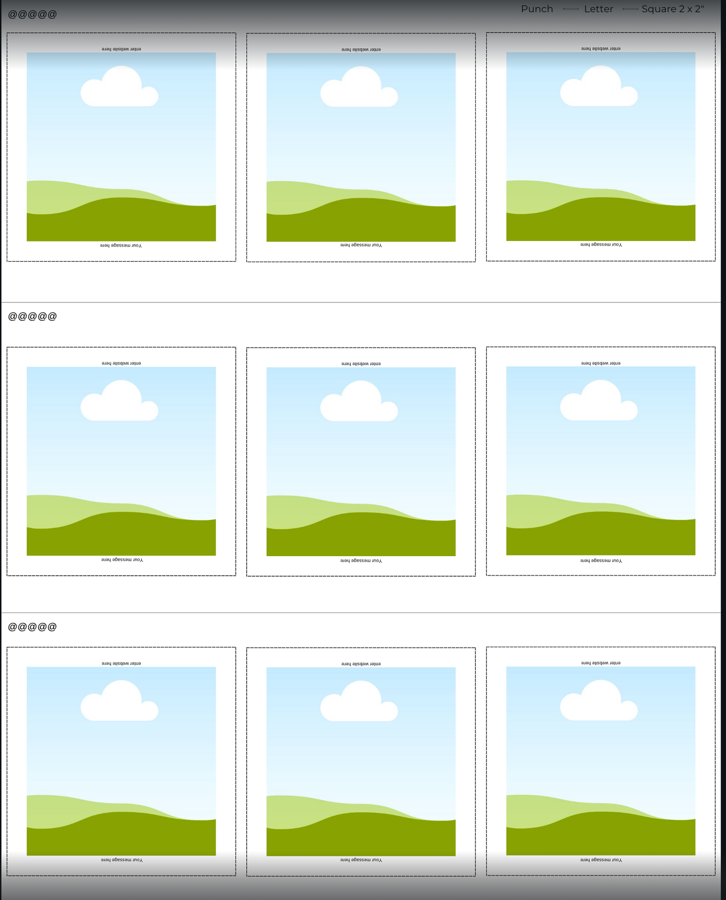 2" x 2" template for Canva, Letter size paper, punch cutter