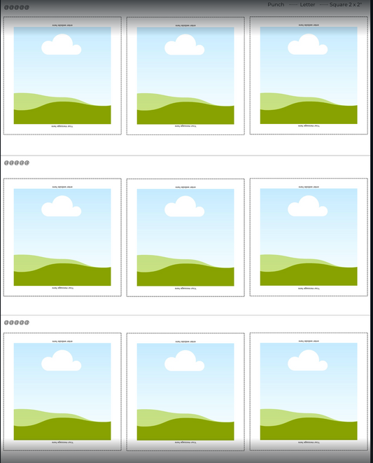 2" x 2" template for Canva, Letter size paper, punch cutter